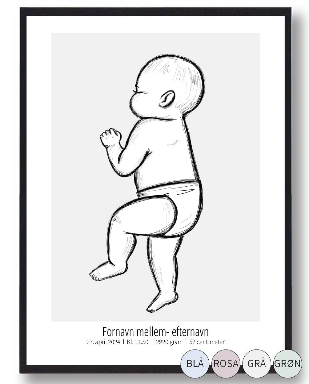 Søvnig Baby Fødselsplakat - Unik Kunst til Værelset
