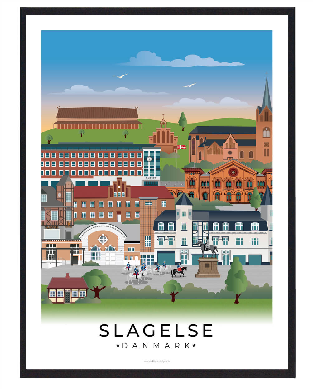 Slagelse Byplakat Med Hvid Kant