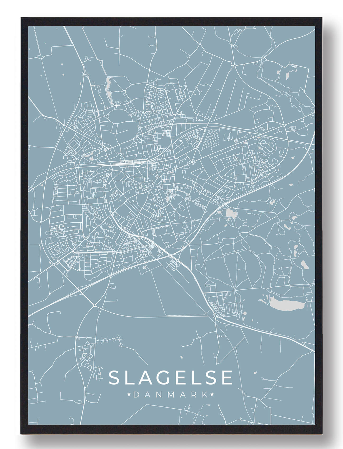 Slagelse Plakat i Lyseblå - Stolthed for Din By