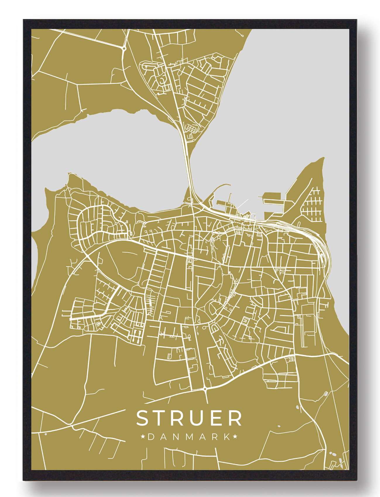 Struer Plakat - Gult Bykort til Dit Hjem fra Plakatdyr.dk