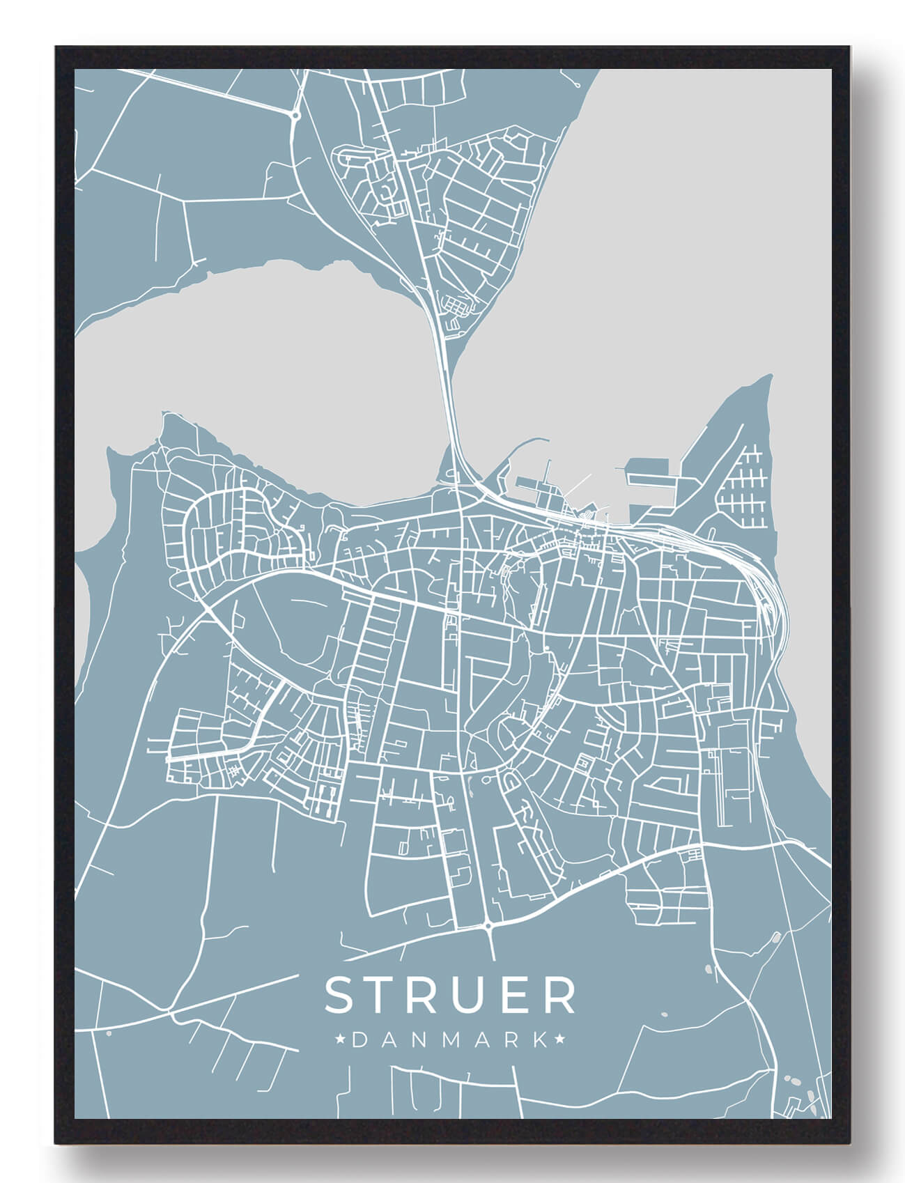 Struer Plakat - Lyseblå bykort til dit hjem