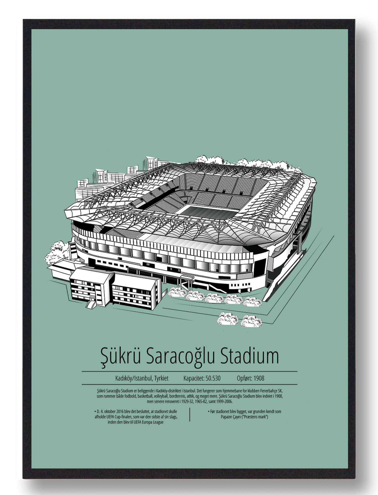 Fenerbahçe Stadion Plakat - Mintgrøn Design til Fans