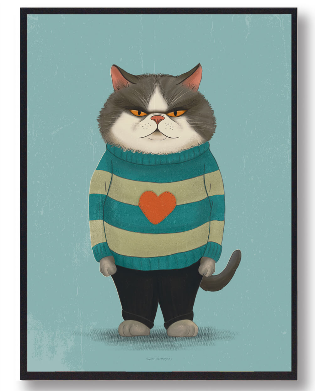 Sur Kat i Sweater - Plakat til Katteelskere