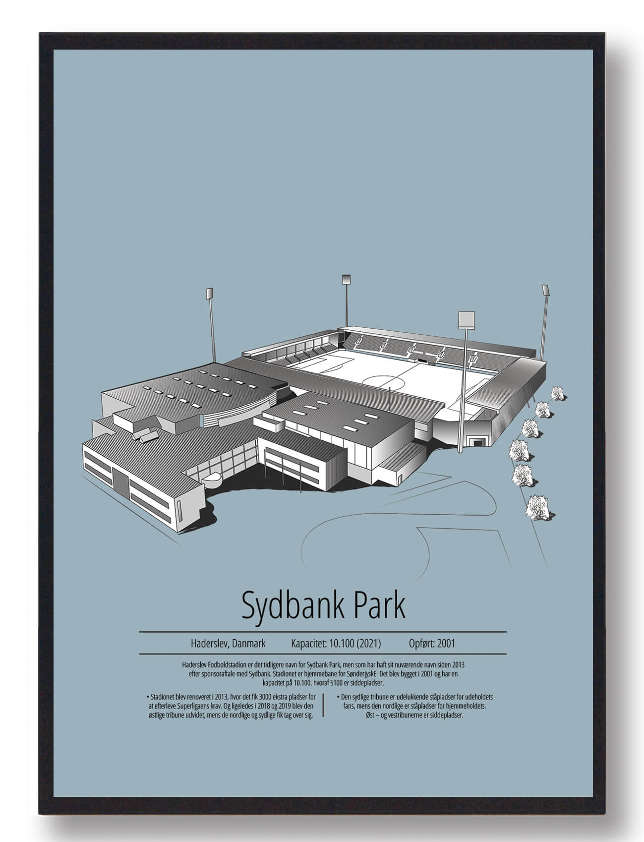 Sønderjyske Stadion Plakat - Lyseblå Dekoration