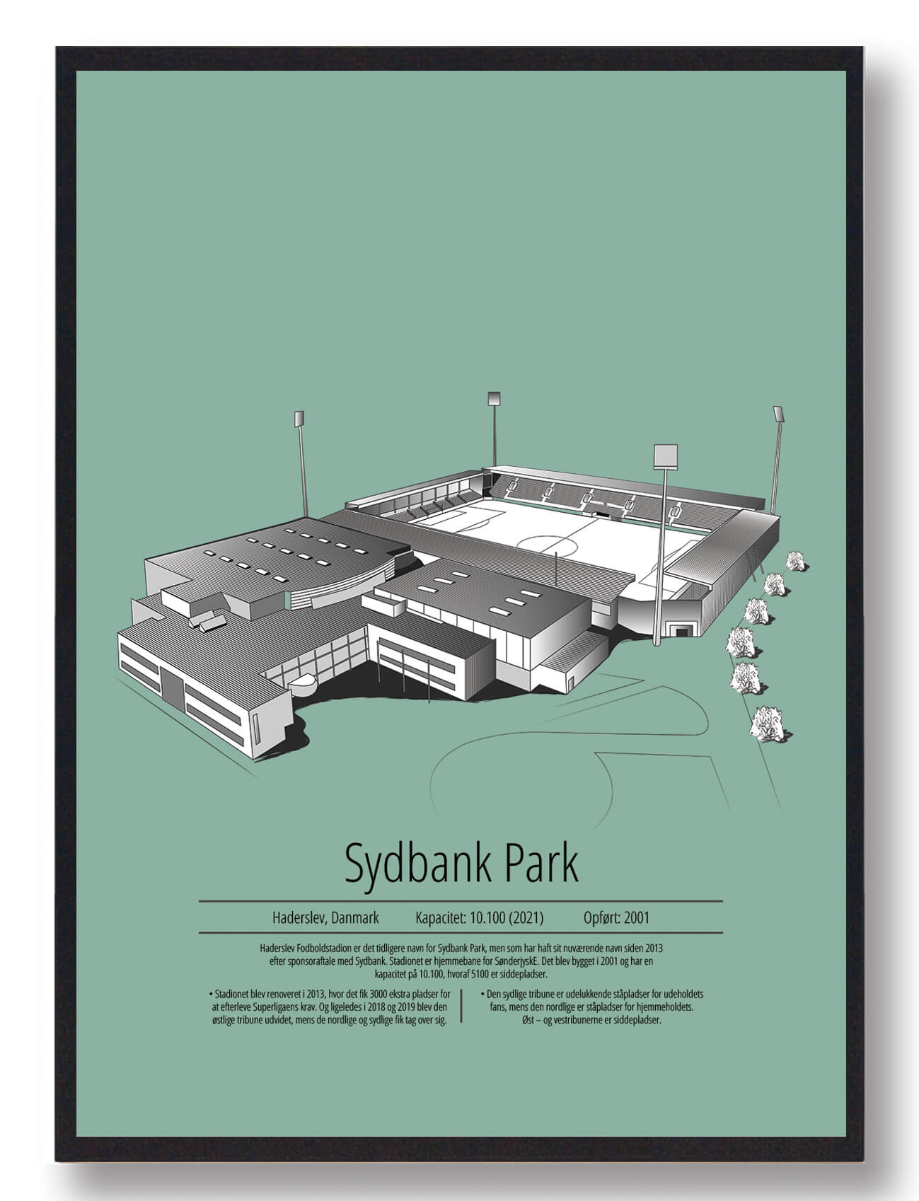 Sønderjyske Stadion Plakat i Mintgrøn - Sydbank Park