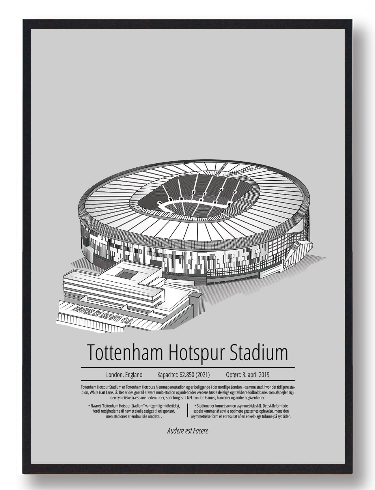 Tottenham Hotspur Plakat i Grå - Perfekt Gave til Fans!