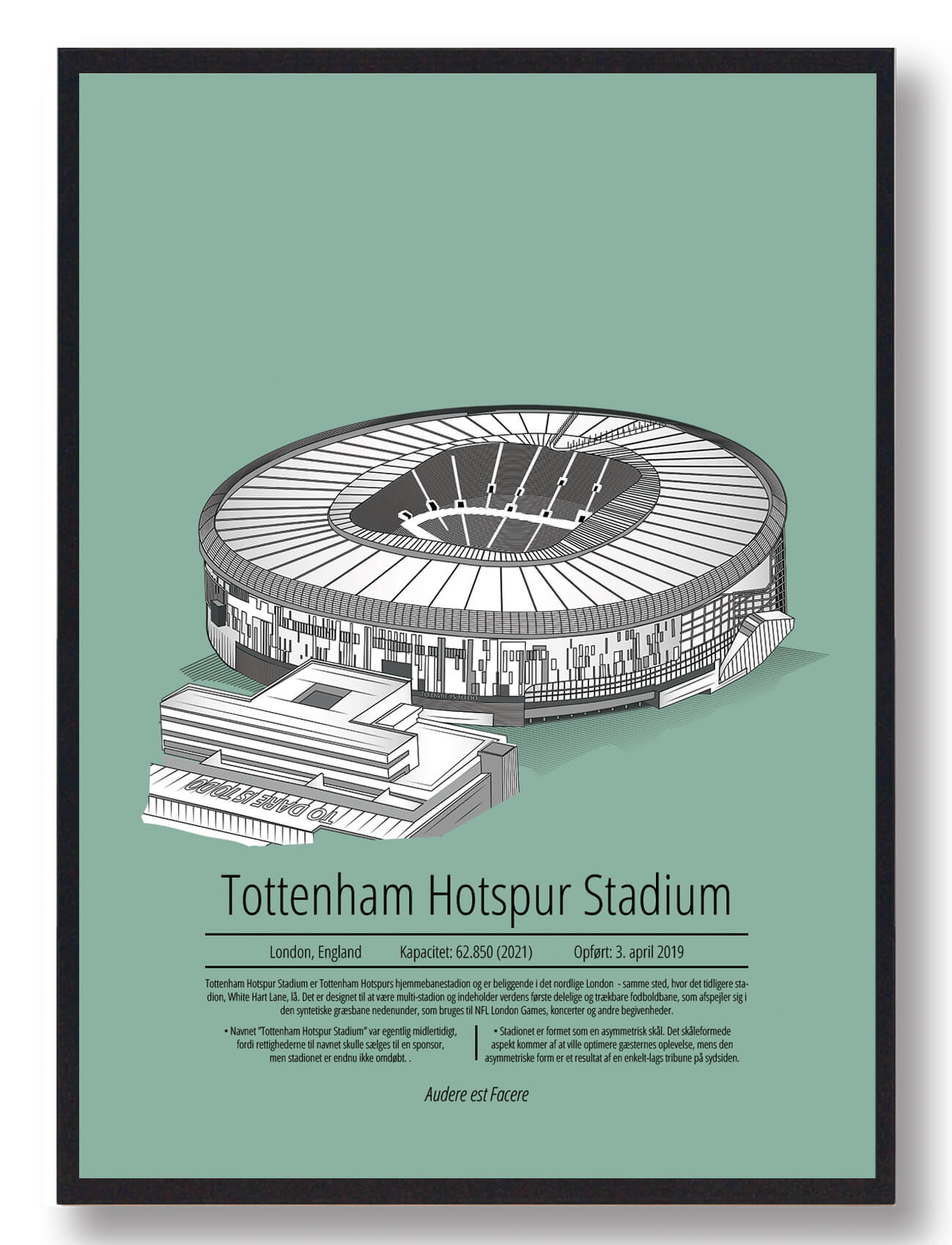 Tottenham Hotspur Plakat i Mintgrøn - Fodboldgaveidé
