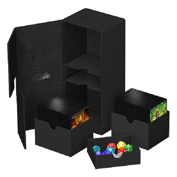 Ultimate Guard Twin Flip Tray Deck Case Deck Box 266 Standard Size Xenoskin Monocolor Black Sort