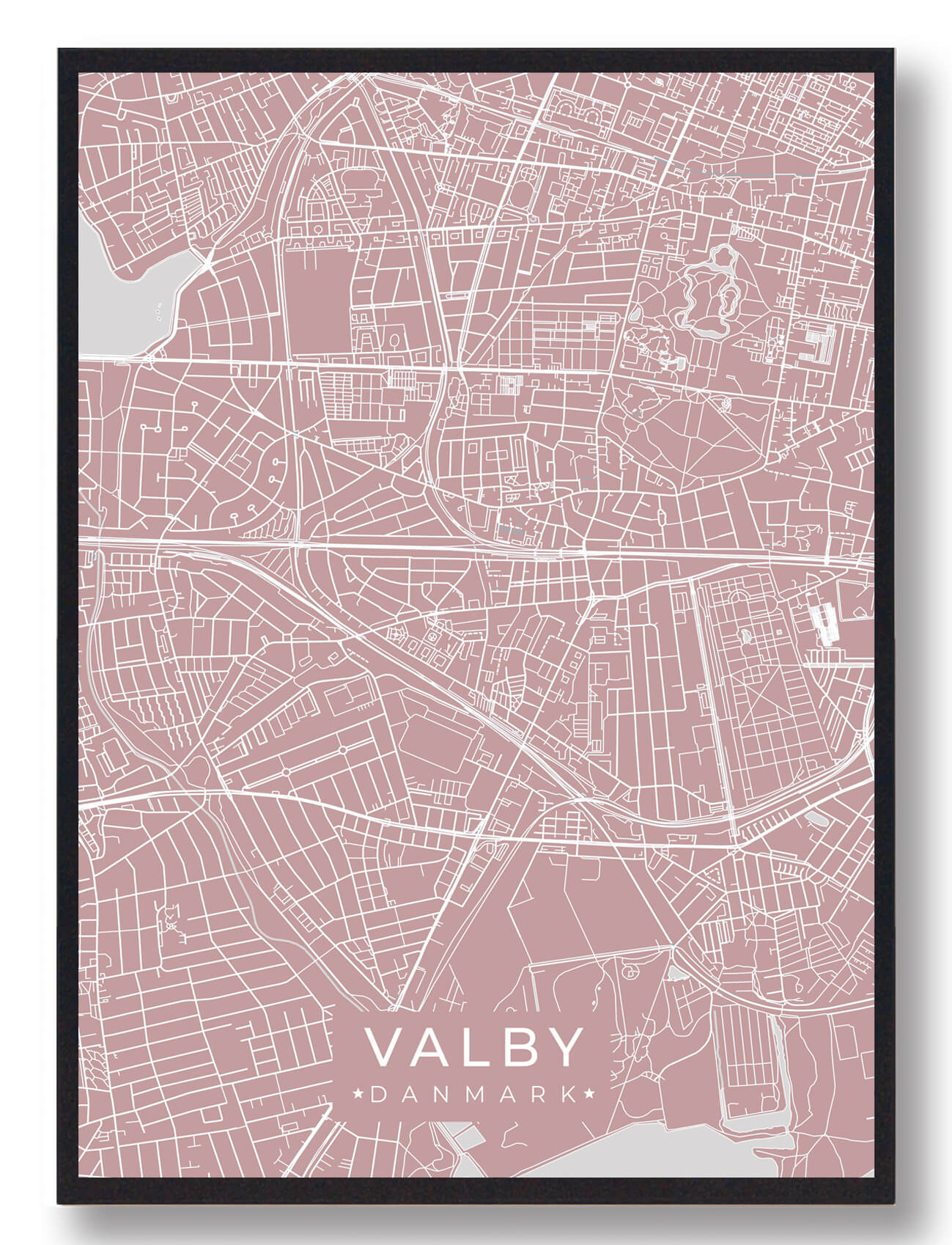 Valby Plakat i Rosa - Moderne Kunst til Dit Hjem