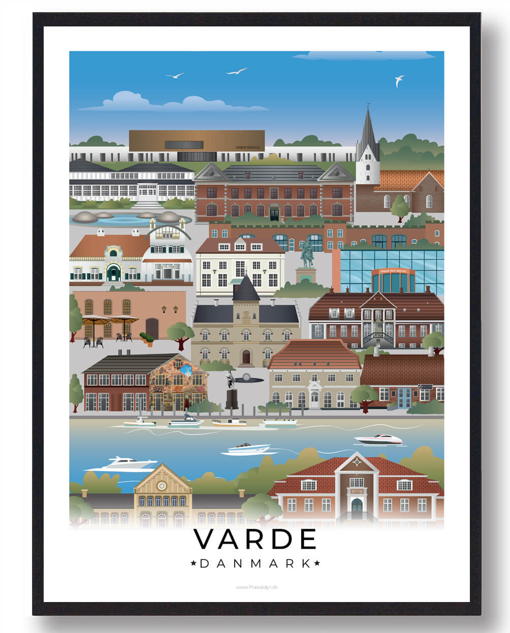 Varde Byplakat Med Hvid Kant