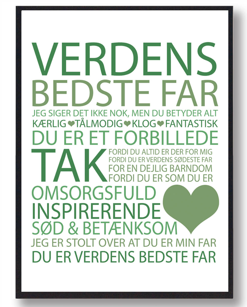 Verdens Bedste Far Plakat - Grøn til Fars Dag