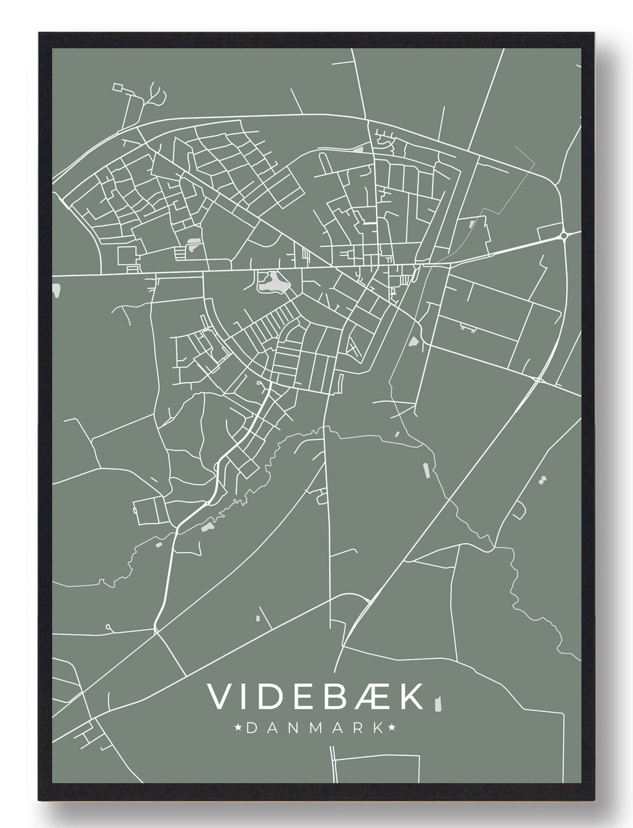 Videbæk Plakat - Grøn til specialpris hos Plakatdyr.dk