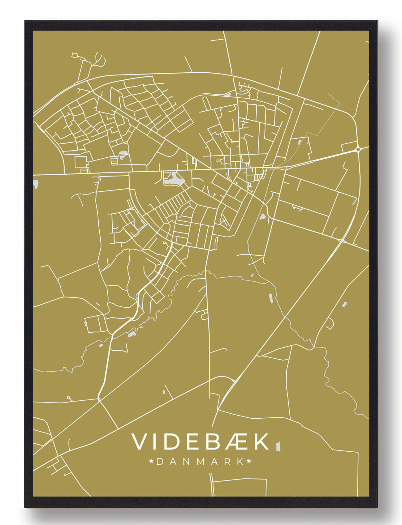 Videbæk Plakat i Gul - Unik Kunst til Dit Hjem