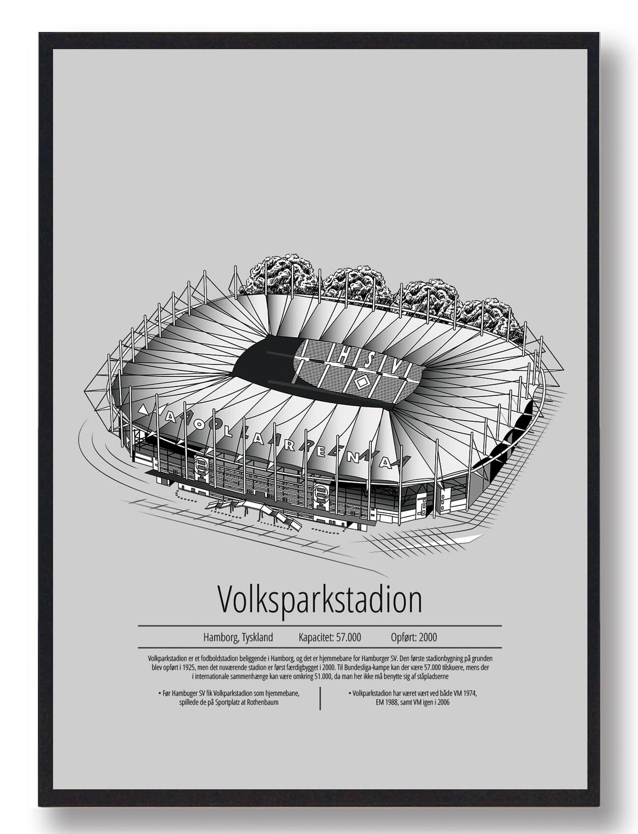 Volksparkstadion Plakat - Hamburg Fodboldkunsttilbud
