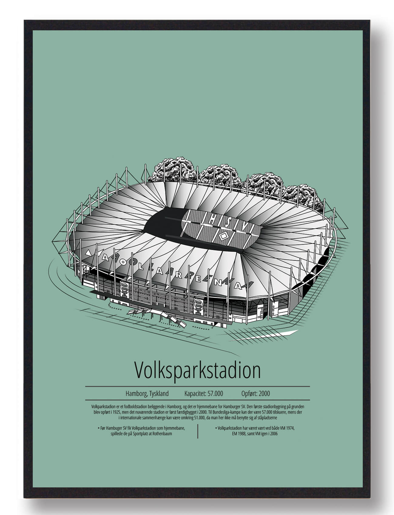 Volksparkstadion Plakat - Hamburg Mintgrøn Tilbud