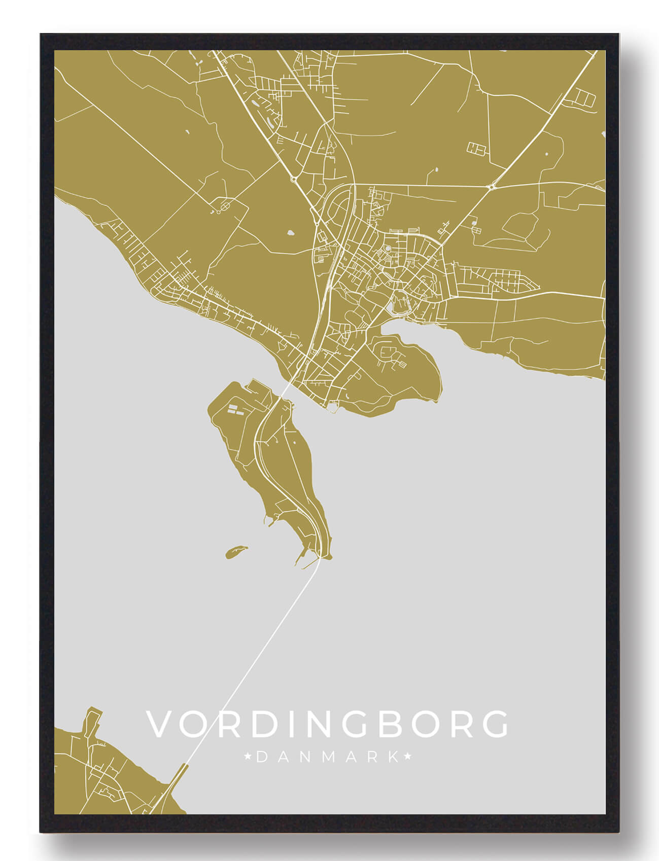 Moderne Vordingborg Plakat i Gul - Pynt Dit Hjem