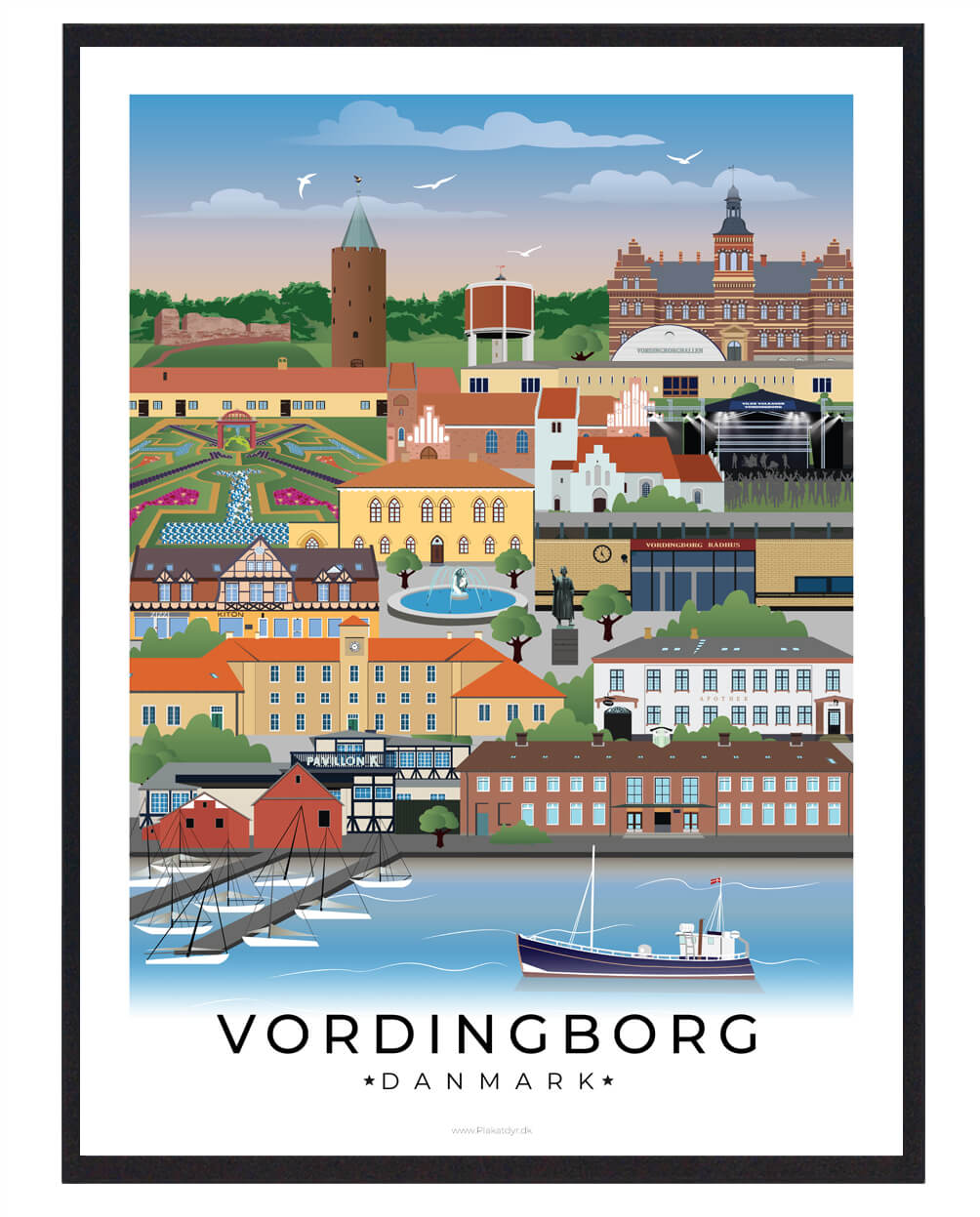 Vordingborg Plakat med Hvid Kant - Stilfuld Vægdekoration