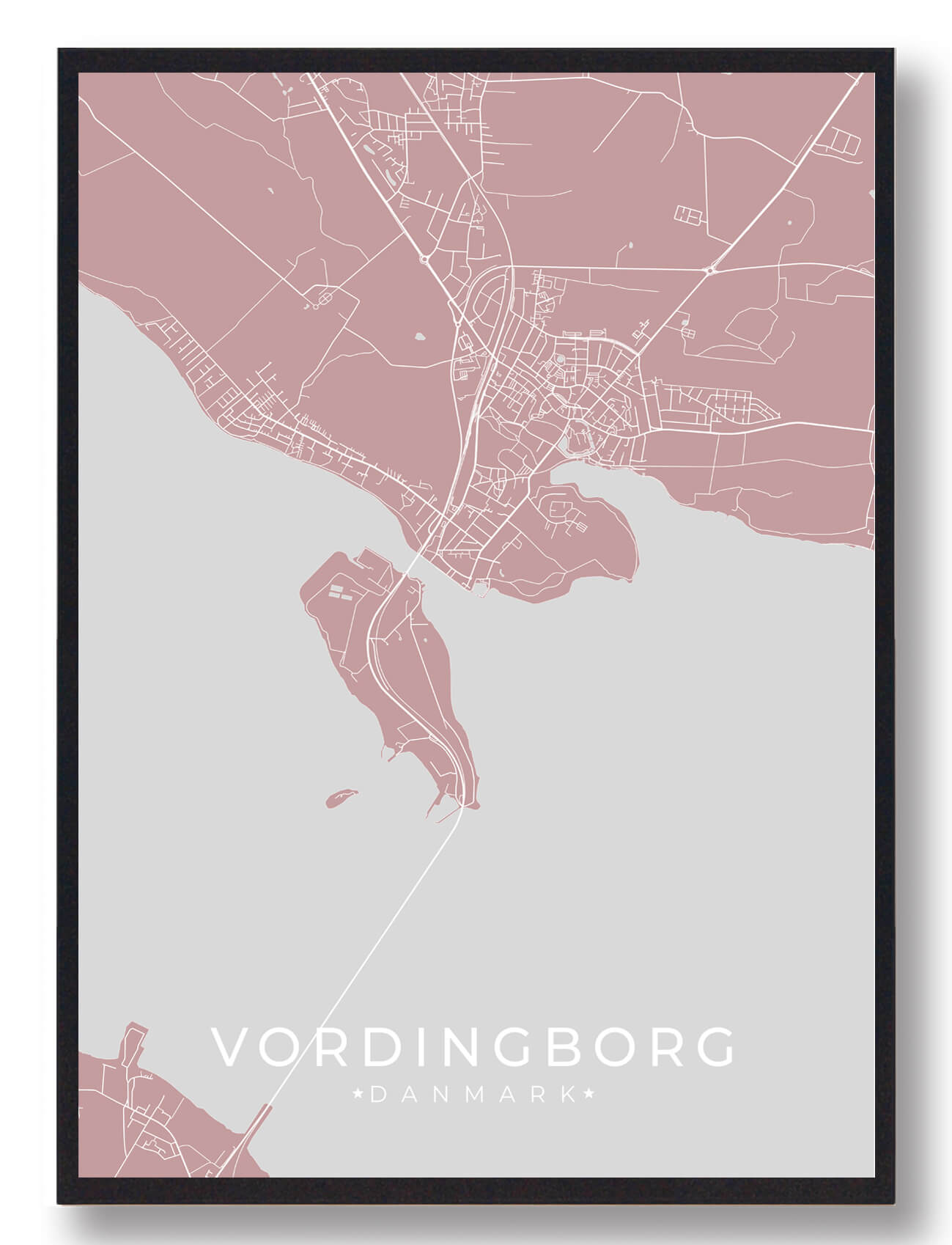 Vordingborg Plakat i Rosa – Moderne Kunst til Dit Hjem