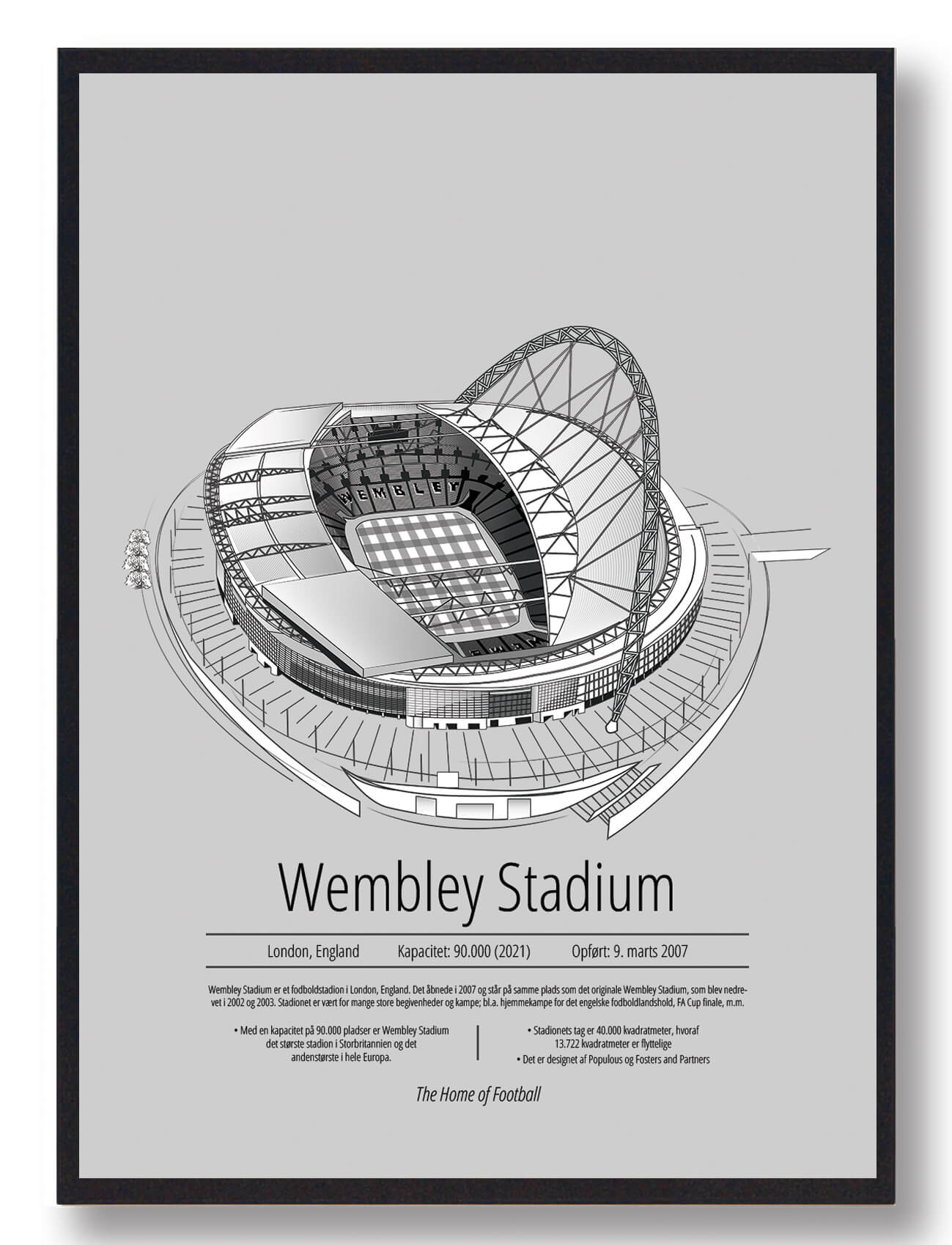 Wembley Stadion Plakat i Grå - Fodboldfan Must-Have!