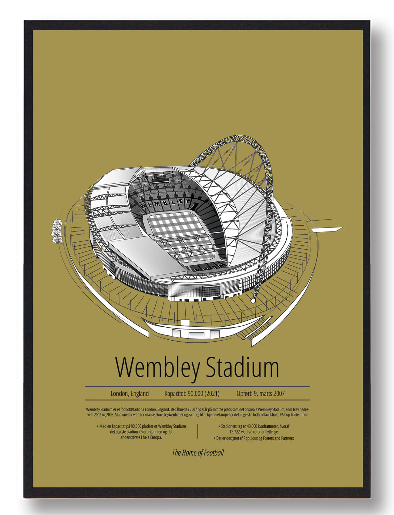 Wembley Stadion Plakat i Gul - Fodboldfan Kunstværk