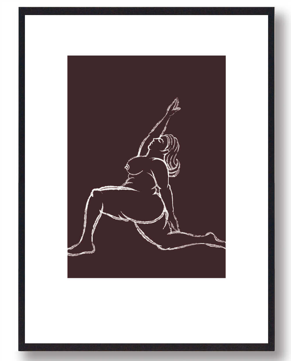 Yoga Plakat - Kvinde i Strækøvelse i Brun Design