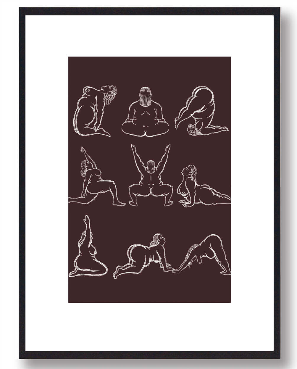 Yoga Plakat - Kvinde i Brune Yogastillinger til Inspiration