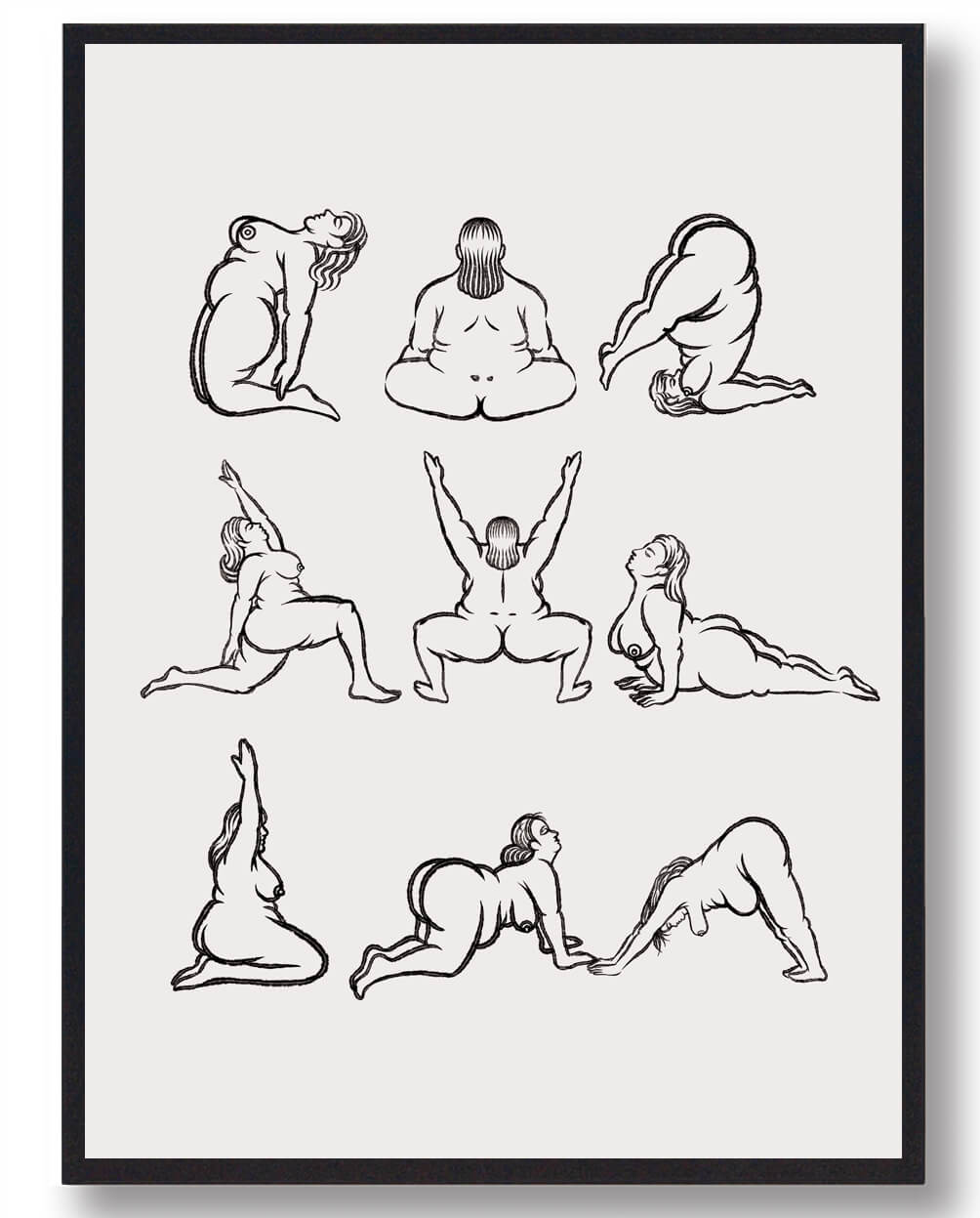 Yoga Plakat med Kvinde i Yogastillinger - Fantastisk Tilbud!