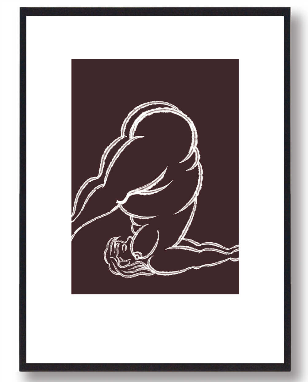 Yoga Plakat: Kvinde Stående På Hovedet - Elegant Brun Kunst