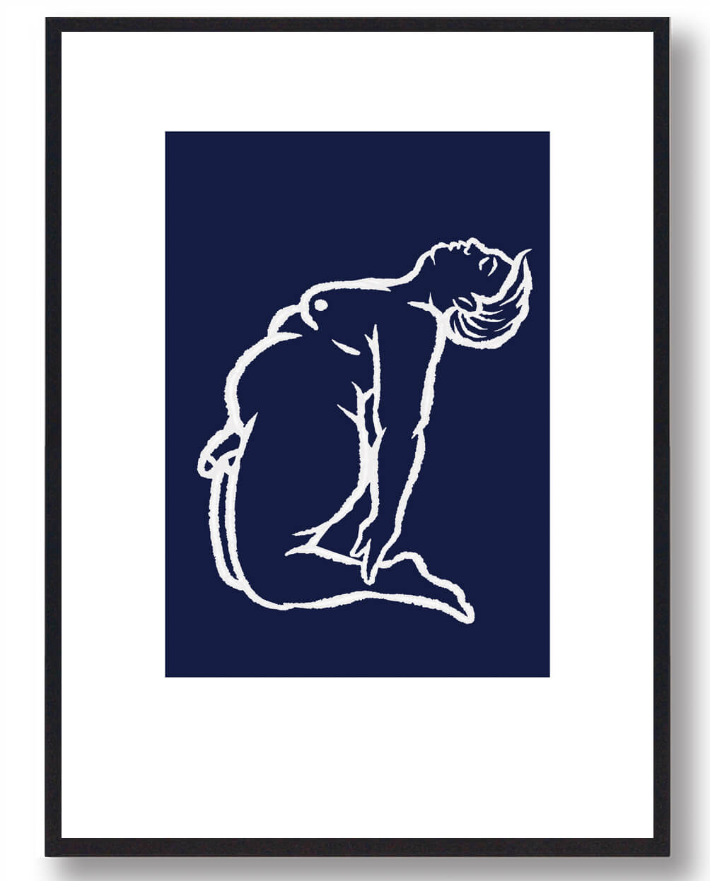 Yoga Plakat - Mand i Bagoverbøjning i Blå Farve