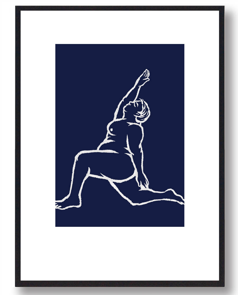 Yoga Plakat - Mand i Strækøvelse med Blå Baggrund