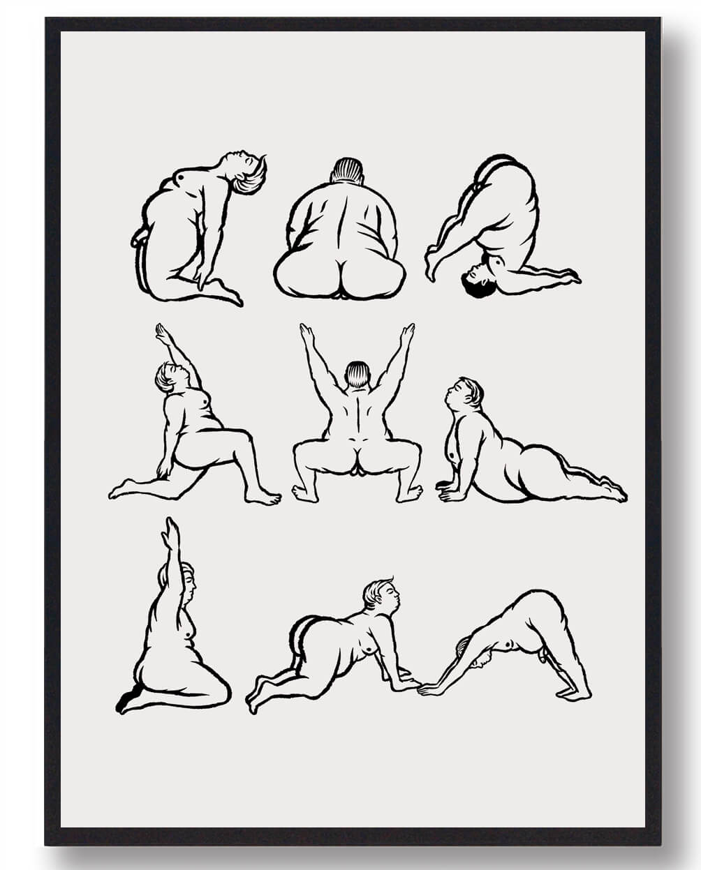 Yoga Plakat med Mand i Yogastillinger - Fantastisk Tilbud!