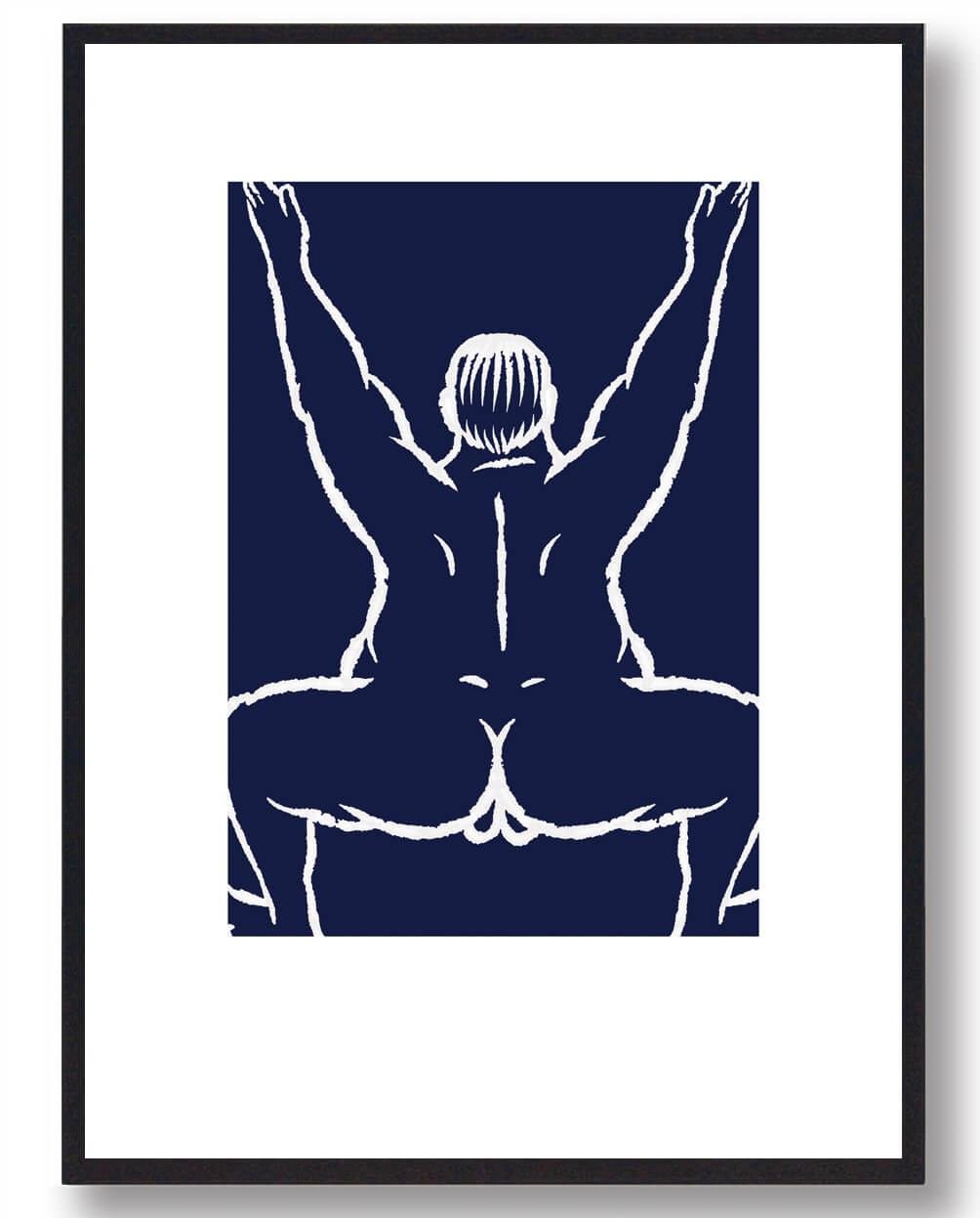 Yoga Plakat - Mand I Nedknæ (Blå) Tilbud!