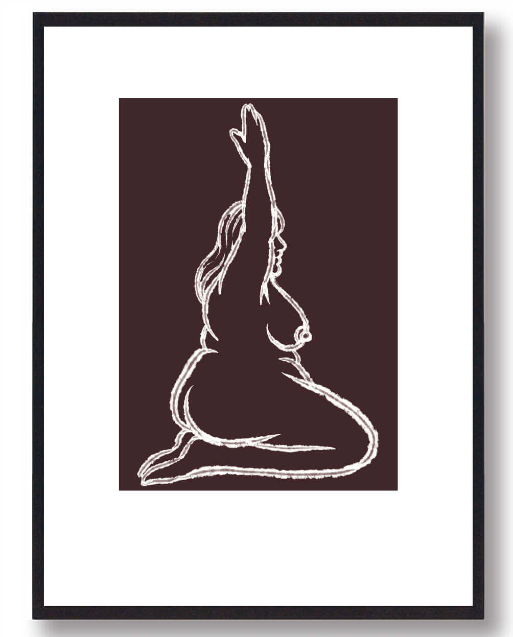 Yoga Plakat – Siddende Kvinde i Beroligende Brun