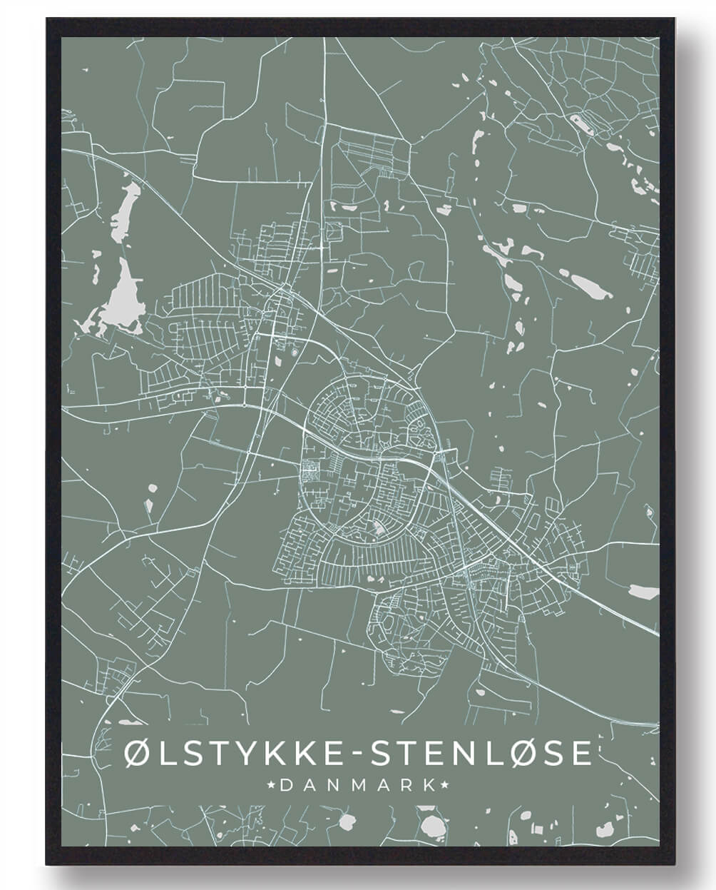 Ølstykke-Stenløse Plakat i Grøn - Nordisk Indretning