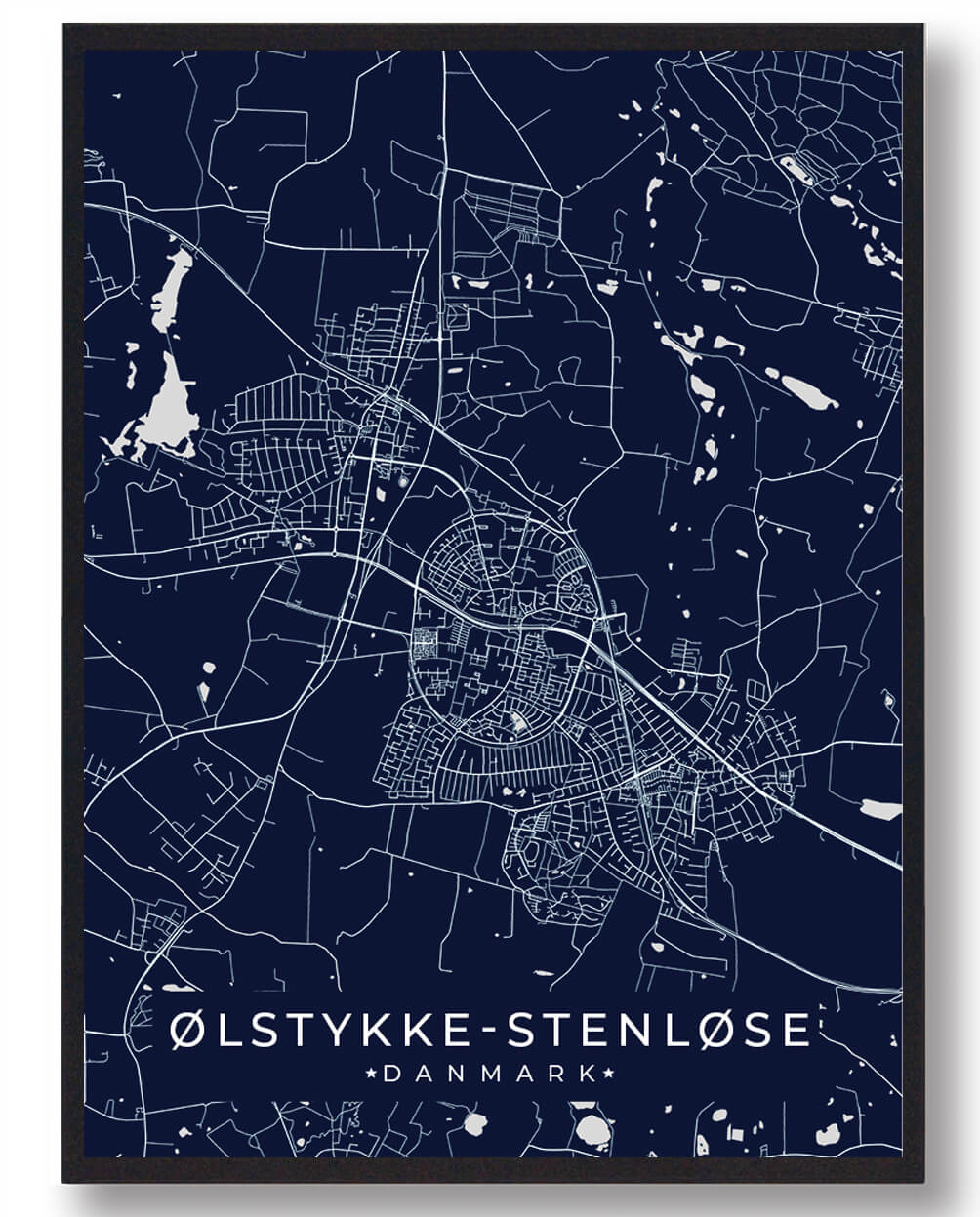 Ølstykke-Stenløse Plakat – Mørkeblå til Nordisk Indretning
