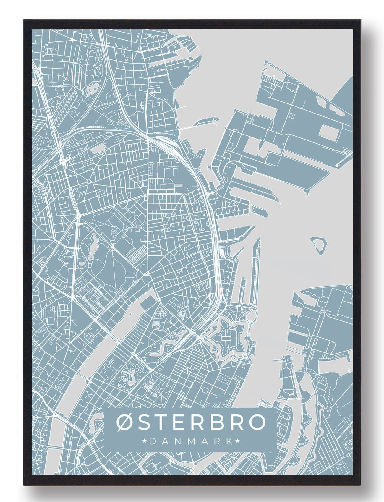 Østerbro Plakat i Lyseblå - Unik vægdekoration til hjemmet