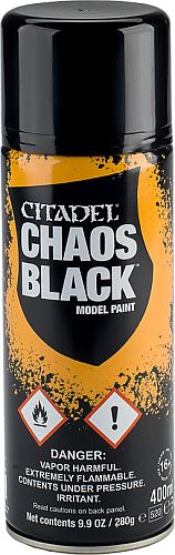 Citadel Primer Spray: Chaos Black - Uundgåelig Underlagsspray