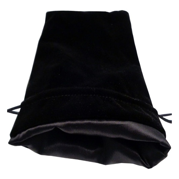 Dice Bag Fanroll: Velvet Black With Black Satin Large Terningepose Gamer Pouch