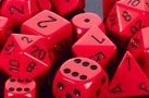 10 Røde Opaque D10 Terninger med Sorte Tal - Fantastisk Tilbud!