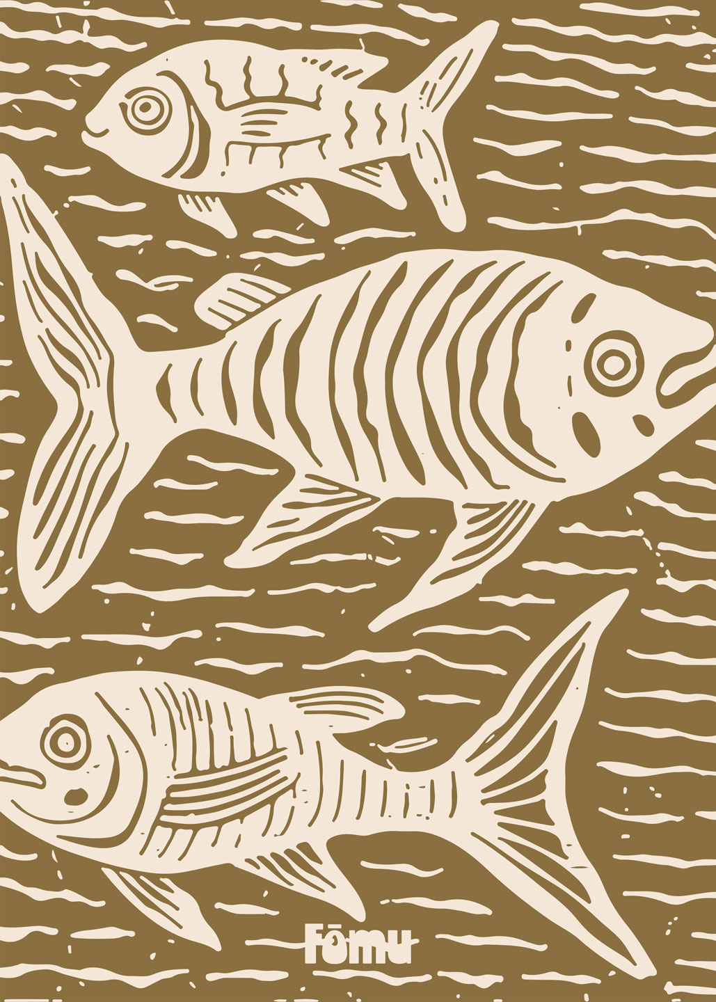 Fishes Lino Kunstværk – Unik Dekor til Dit Hjem!