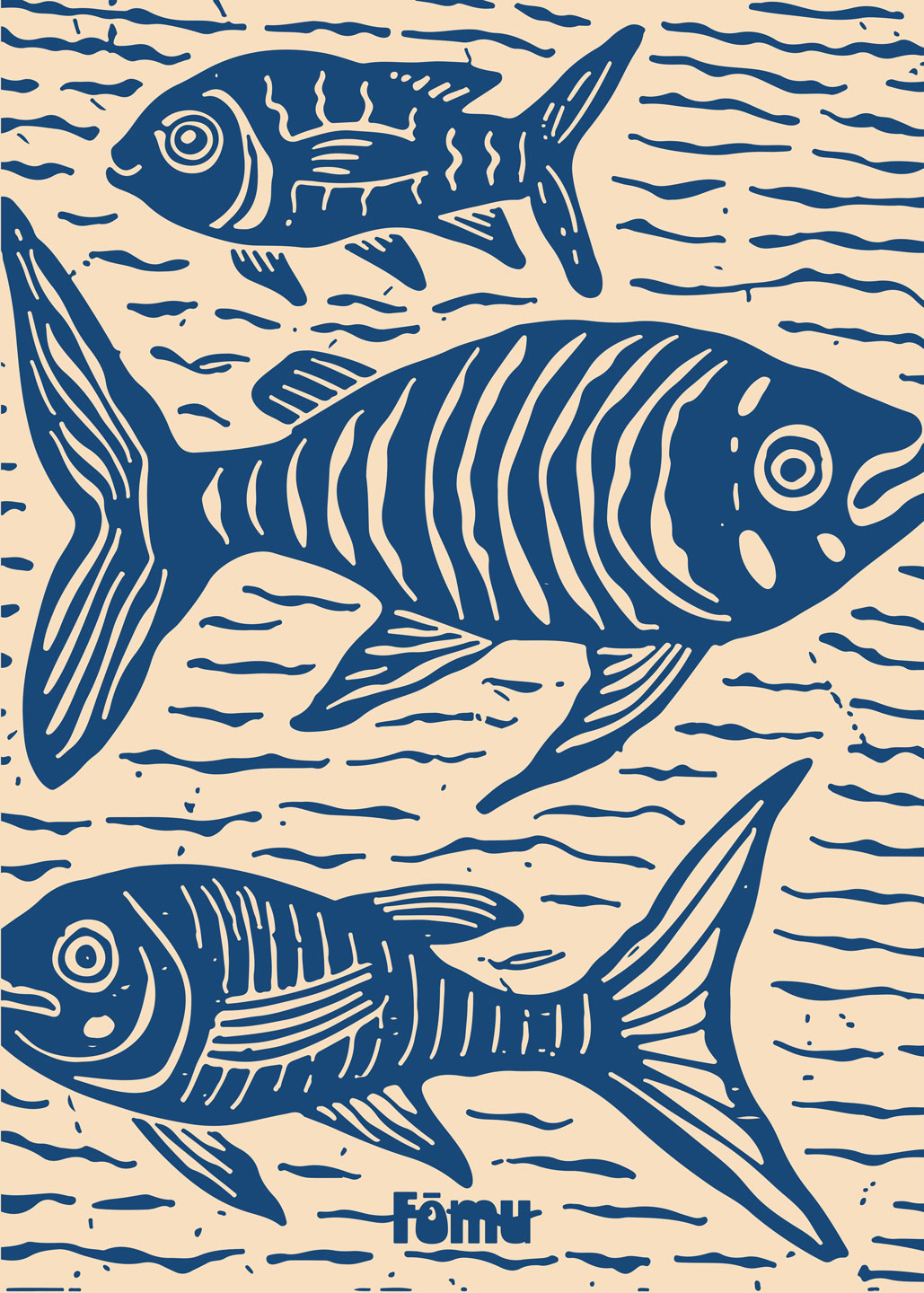 Unikt Fishes Lino Kunstværk fra Fåmu - Gør dit hjem levende!