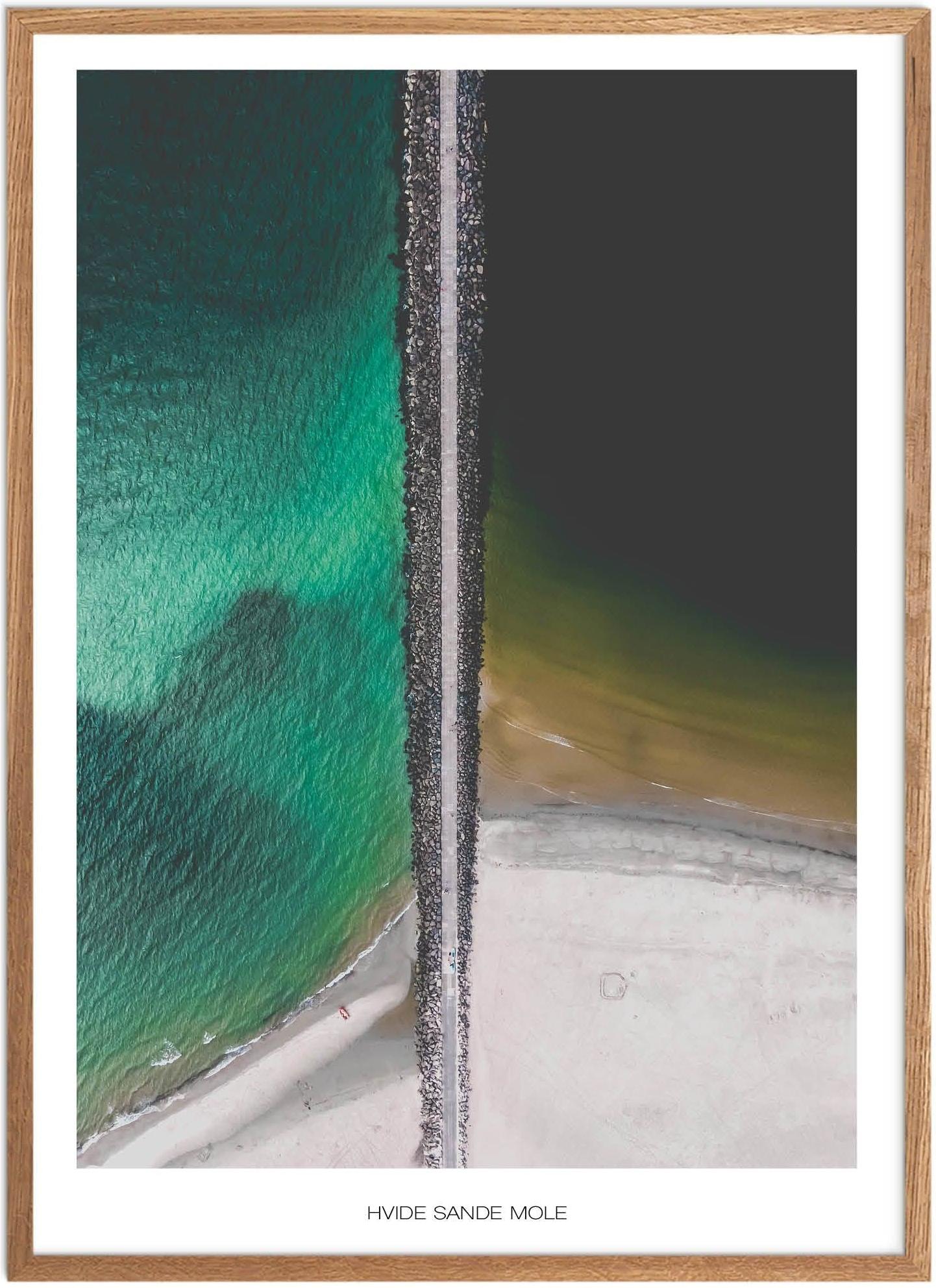 Plakat Hvide Sande Mole Naturplakat Plakater Vestjylland Plakat Plakatsnedkeren Drone-plakater