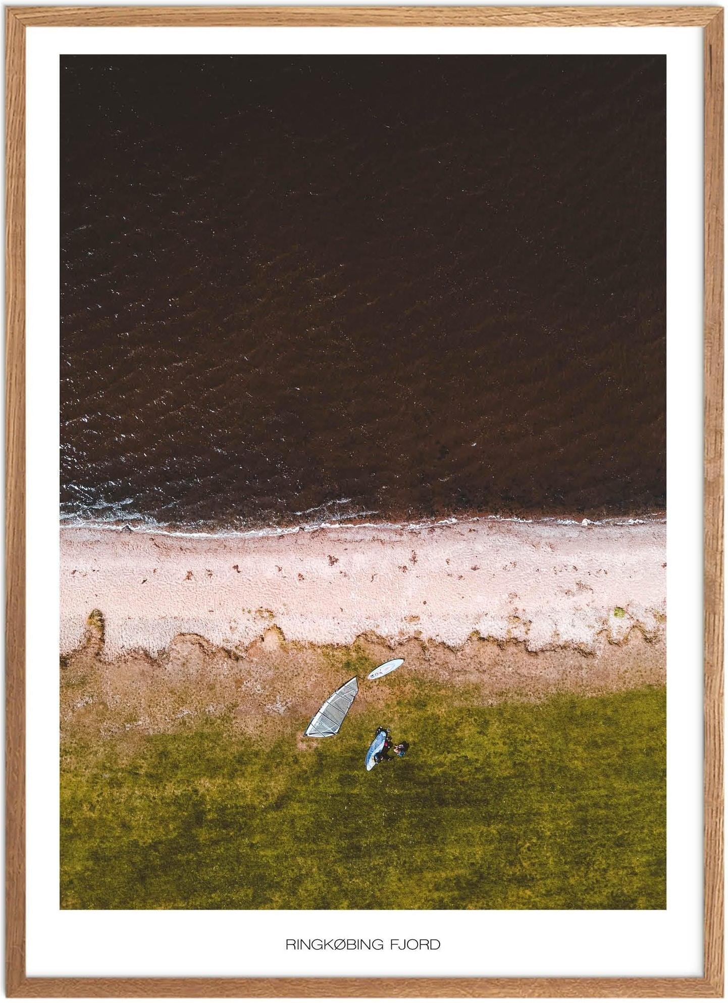 Plakat Ringkøbing Fjord Surfer Naturplakat Plakater Vestjylland Plakat Plakatsnedkeren Drone-plakater