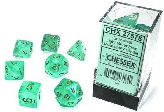 Dice Terninges 195 166 Terninger Borealis Polyhedral Luminary Glow-in-the-dark : Light Green With Gold
