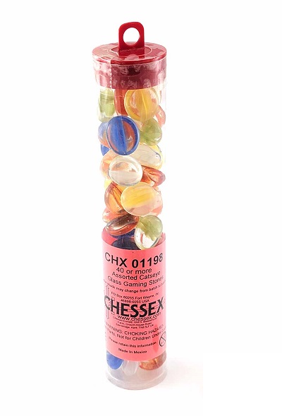 Gaming Counter - Chessex: Assorterede Catseye Glassten 40 stk.