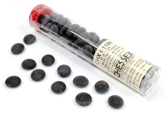 Gaming Counters Chessex: Black Opal Frosted Glass Stones Qty 40 In 14cm Tube