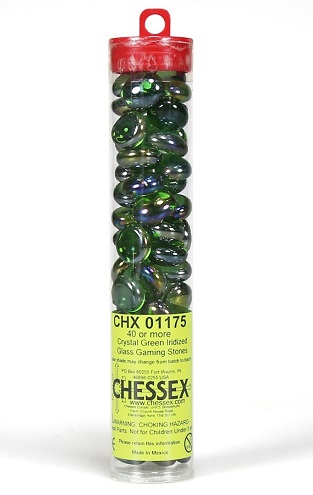 Gaming Zoner - Chessex: Krystal Grøn Iriserende Glassten 40 stk.