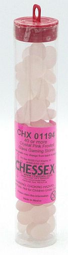 Gaming Counters Chessex: Crystal Pink Frosted Glass Stones Qty 40 In 14cm Tube