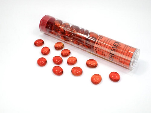 Spilbrikker - Chessex: Orange Glassten i 14 cm Rør