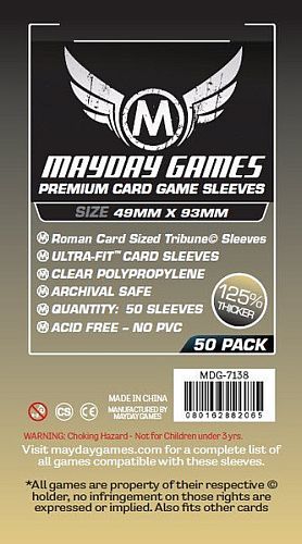 Mayday Games Quot Tribune Quot Card Sleeves Premium 49x93m 50 Lommer May7138